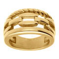 Bagues sur Artemare : Bague en acier dor&eacute; jaune trois rangs motif mailles et corde