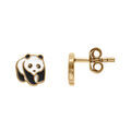 Boucles d'oreille sur Artemare : Boucles d'oreille tige en plaqu&eacute; or panda r&eacute;sine noire et blanche