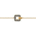 Bracelets sur Artemare : Bracelet en plaqu&eacute; or carr&eacute; d'oxydes bleus sertis 18cm r&eacute;glable 16