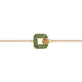 Bracelets sur Artemare : Bracelet en plaqu&eacute; or carr&eacute; d'oxydes vert sertis 18cm r&eacute;glable 16