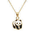 Collier en plaqu&eacute; or avec pendentif panda r&eacute;sine noire et balnche 36+2cm Artemare