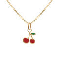 Colliers sur Artemare : Collier en plaqu&eacute; or avec pendentif cerise 38+5cm