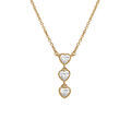 Collier en plaqu&eacute; or avec trois coeurs en oxydes blancs 42+3cm