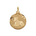 Pendentifs sur Artemare : Pendentif en plaqu&eacute; or m&eacute;daille 15mm diamant&eacute; zodiaque b&eacute;lier