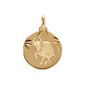 Pendentifs sur Artemare : Pendentif en plaqu&eacute; or m&eacute;daille 15mm diamant&eacute; zodiaque taureau