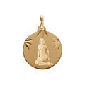 Pendentif en plaqu&eacute; or m&eacute;daille 15mm diamant&eacute; zodiaque vierge