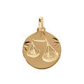 Pendentifs sur Artemare : Pendentif en plaqu&eacute; or m&eacute;daille 15mm diamant&eacute; zodiaque balance
