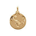 Pendentif en plaqu&eacute; or m&eacute;daille 15mm diamant&eacute; zodiaque scorpion Artemare