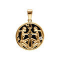 Pendentifs sur Artemare : Pendentif enplaqu&eacute; or m&eacute;daille 15mm, onyx noir imitation, zodiaque gemeaux et un oxyde blanc