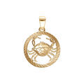 Pendentifs sur Artemare : Pendentif en plaqu&eacute; or m&eacute;daille 15mm stri&eacute;e zodiaque cancer decoup&eacute;