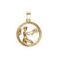 Pendentif en plaqu&eacute; or m&eacute;daille 15mm stri&eacute;e zodiaque vierge decoup&eacute;e Artemare