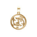 Pendentifs sur Artemare : Pendentif en plaqu&eacute; or m&eacute;daille 15mm stri&eacute;e zodiaque poissons decoup&eacute;s