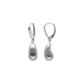 Boucles d'oreille en argent rhodi&eacute; petite goutte incurv&eacute;e 13mm, fermoir dormeuse Artemare