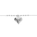 Bracelet en argent rhodi&eacute; cha&icirc;ne avec boules et coeur bomb&eacute; pendant, 16+3cm Artemare