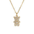 Collier en argent dor&eacute; ourson avec oxydes blancs 38+6cm