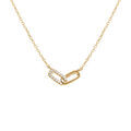 Colliers sur Artemare : Collier en argent dor&eacute; 2 rectangles entrelac&eacute;s 1 lisse 1 avec oxydes blancs sertis 39+4cm