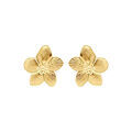 Boucles d'oreille tige en acier dor&eacute; fleur 30mm, fermoir &agrave; poussette Artemare