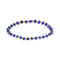 Bracelet extensible agate bleue v&eacute;ritable et boules acier dor&eacute;