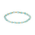 Bracelet extensible jade bleue v&eacute;ritable et boules en acier dor&eacute;