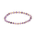 Bracelet extensible amethyste v&eacute;ritable et boules en acier dor&eacute; Artemare