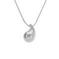 Collier en acier pendentif petite goutte incurv&eacute;e (18mm x 10mm), 41+5cm