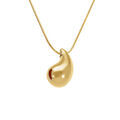Collier en acier dor&eacute; avec pendentif petite goutte incurv&eacute;e (18mm x 10mm), 41+5cm Artemare