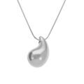 Collier en acier pendentif forme goutte incurvee taille moyenne (26 mm x 15 mm) 41+5cm