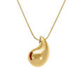 Collier en acier dor&eacute; avec pendentif taille moyenne forme goutte incurvee (26 mm x 15 mm), 41+5cm
