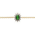 Bracelet en vermeil oxyde vert et contour d'oxydes blancs 16+3cm Artemare