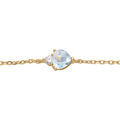 Bracelet en vermeil oxydes blanc et bleu clair forme coeur, longueur 16+3cm