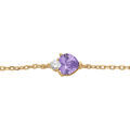 Bracelet en vermeil oxydes blanc et violet forme coeur, longueur 16+3cm Artemare