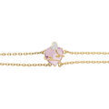 Bracelet en vermeil coeur oxyde rose avec motif volute 15+3cm
