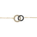 Bracelet en vermeil deux cercles entremel&eacute;s pierres blanches et noires 16+1+1cm