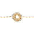 Bracelet en vermeil disque motif soleil &eacute;vid&eacute; entourage oxydes blancs 16+2cm Artemare