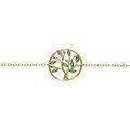 Bracelet en vermeil cercle arbre de vie avec'oxydes vert 16+2cm Artemare