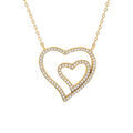 Collier en vermeil double coeur en oxydes blancs sertis 41+2cm