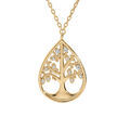 Collier en vermeil forme goutte arbre de vie d'oxydes blancs sertis 40+3,5cm Artemare