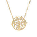 Collier en vermeil avec pendentif arbre de vie rond avec oxydes blancs sertis 39+2,5cm