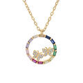 Collier en vermeil cercle pierres multicouleurs avec deux papillons d'oxydes blancs sertis - 41+2,5cm