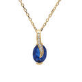 Collier en vermeil avec pendentif oxydes bleus fonc&eacute;s et blancs sertis 42+3cm Artemare