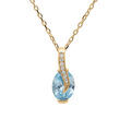 Collier en vermeil avec pendentif bleu ciel et oxydes blancs sertis 42+3cm Artemare
