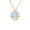 Collier en vermeil pendentif coeur oxyde bleu ciel avec motif volute 42+3cm Artemare