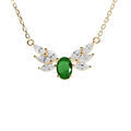 Collier en vermeil oxydes blancs et vert 42+3cm