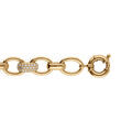 Chaine sur Artemare : Bracelet en vermeil avec pierres blanches une maille sur deux, fermoir bou&eacute;e - 20cm