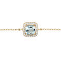 Bracelet en vermeil massif pierre naturelle topaze bleue avec contour d'oxydes blancs sertis - 16,5+3cm