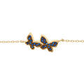 Bracelet en vermeil avec deux papillons d' oxydes bleu fonc&eacute; - 16+3cm