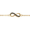 Bracelet en vermeil forme huit (infini) pierres noires sur la moitie - 16+2cm