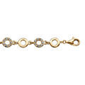 Bracelet en vermeil massif avec oxydes blancs sertis une maille sur deux -16,5+3cm