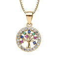 Colliers sur Artemare : Collier en vermeil pendentif arbre de vie multi couleurs contours oxydes blancs sertis - 42+3cm