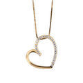 Colliers sur Artemare : Collier en vermeil pendentif coeur &eacute;vid&eacute;e pierres blanches sur un pourtour - 42cm
